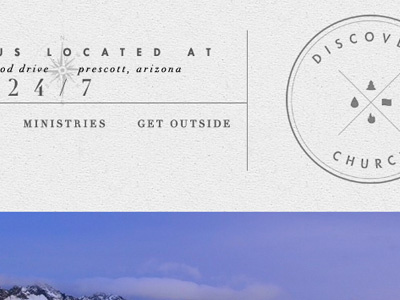 Header Redesign / Discovery Church arizona compass design didot flagstaff futura hipster layout logo modernism navigation texture transparency type ux vintage website white