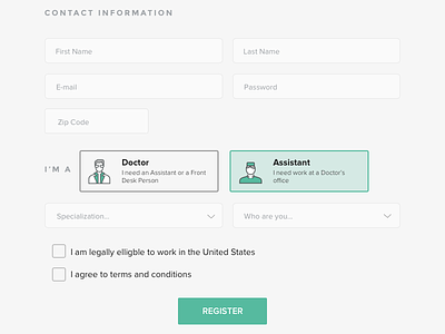 HooDoc - Signup page form icons signup ux
