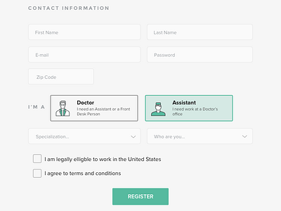 HooDoc - Signup page form icons signup ux