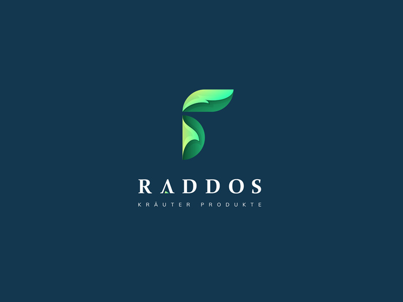 Raddos creative r green products herbal medical symbol icon graphic design branding logo
