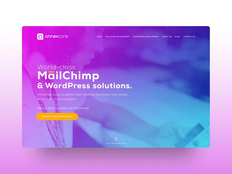 Annexcore - Website Design orange blue uitrends ui marketing ux interface graphic website agency web