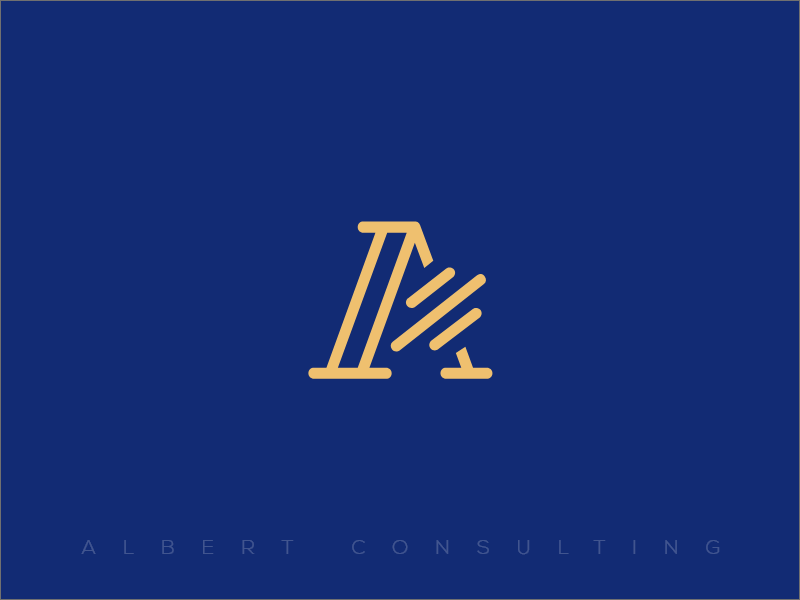Logo Branding - Albert Consulting classy blue firm consulting icon elegant brand a logo