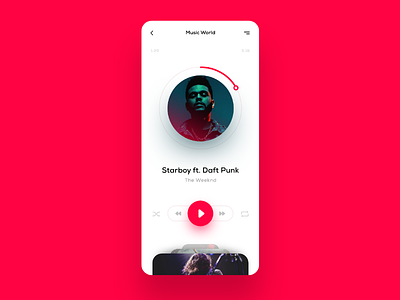 Music Player UI Concept app favourite love mobile music play player red ui ux