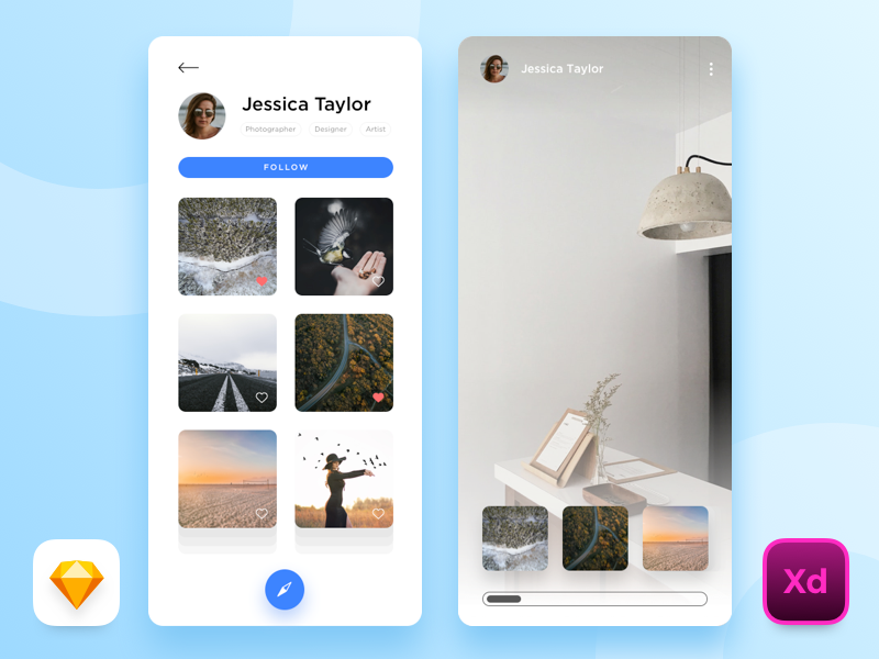 Profile Story - Freebie iphone freebie xd sketch freebie discover instagram story profile design app mobile