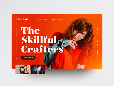 Fashoon Dribbble banner design fashion girl mockup orange ui web