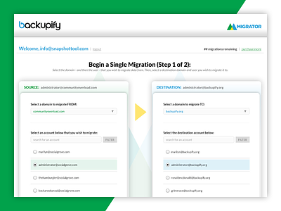 Migrator App app google saas tool ui ux web