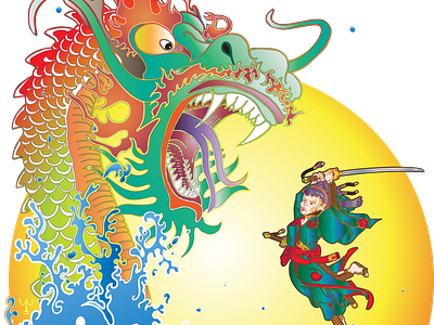 Tsunami Rising asian fantasy fantasy art japanese samurai samurai jack tsunami vector