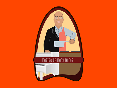 Master of many things consept cooking flat illustration master people pianist vector vectorart