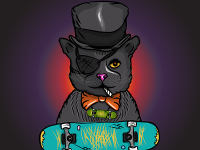 Salvador- A badass kitty adobe apparel apparel graphics cat bowtie fun funky graphic design graphic art graphics illustration illustrator cc kitty skateboarding vector vector art vector illustration vector illustrations vectorart vectors visual