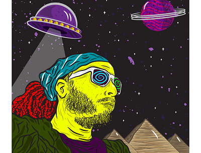 Conspiracy alien art conspiracy digitalart galaxy illustrator planet popart pyramids space spaceman spaceship ufo