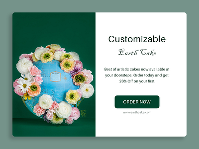 DailyUI 098 - Advertisement 098 advertisement advertising branding cake shop cakes customizable daily 100 challenge dailyui dailyuichallenge design earth flower interaction design product page sales page ui design ux design uxui web design
