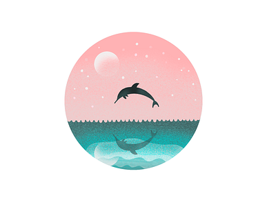 Dolphin Illustration dolphin illustration illustrator logo moon sea ui uidesign ux uxui