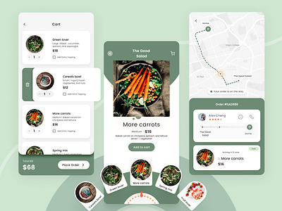 Food Ordering App branding daily 100 challenge dailyui dailyuichallenge design figma food food ordering health illustration mobile app product design restaurant salad ui ux design uxui weekly design challenge