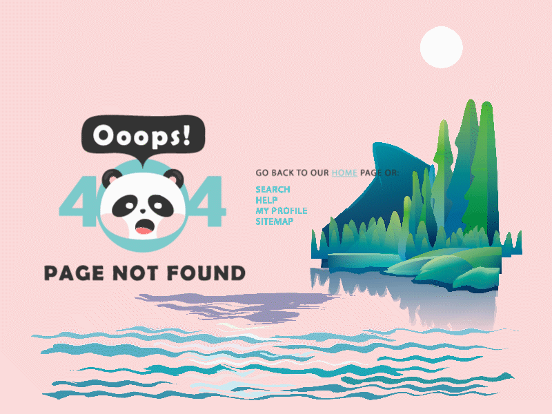 DailyUI 008 - Panda 404 Page 008 404 page animation daily 100 challenge dailyui dailyuichallenge interaction design page not found panda peaceful ux design uxui