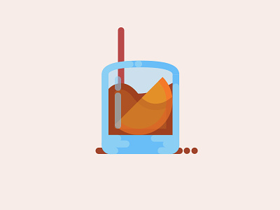 Old Fashioned cocktail illustration thick lines whiskey