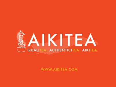 Aikitea Inc. branding identity red sumi e tea typography