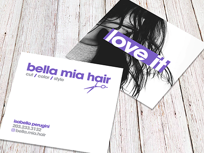 Bella Mia Hair - Branding art direction branding cards print