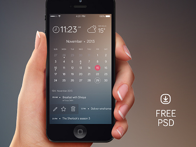 Iphone Calender free psd app blur effects calender free freebie ios7 iphone psd task ui user interface