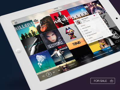 iPad Music App album app icon blur background interface internet radio ios7 ready line icons music music settings psd ui