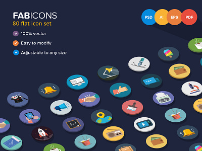 Fabicons 80 icons colorful flat flat icons iconset interface iphone minimal psd simple ui