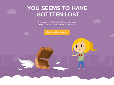 404 page 404 error flying illustration page lost suitcase tiny carrier wings