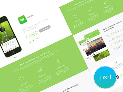 App Landing Page - freebie app clean free landing page free psd line icons product page psd ui website
