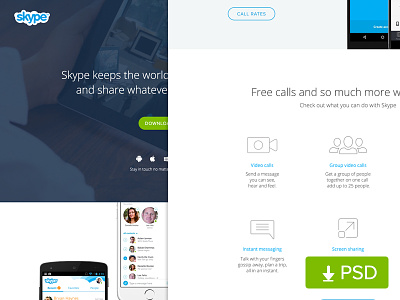 (Free PSD) Skype Website Redesign android app freebie homepage iphone landingpage layout psd redeisgn skype ui website