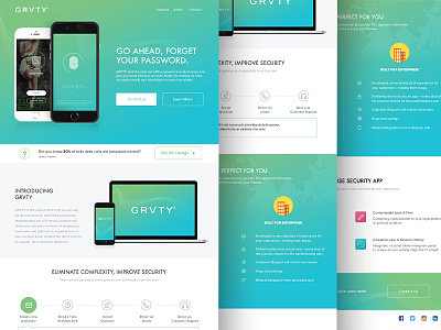 Grvty Landing Page Design app clean flat icon landing page mac mobile password psd ui ux website