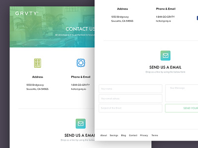 Grvty Contact Us Page adress app contact us email flat form icon mobile psd ui ux website