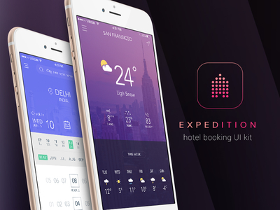 Expedition - Hotel Booking UI Kit android design free hotel iphone kit profile screens sell ui ux weather