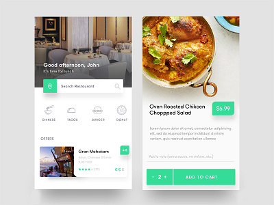 Restaurant App app card filter food icon ios offer order profile recipe restaurant search