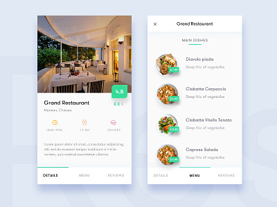 Restaurant App app details filter food ios menu offer order overview restaurant ui ux