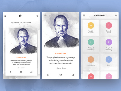 UI Kit (Quotes) android app illustration like mobile quotes sketch steve jobs ui kit ux