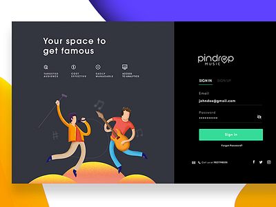 Pindrop Music Artist Landing page