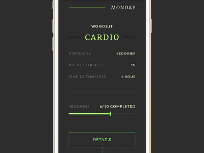 Workout of the Day - Daily UI #062 dailyui interface list workout of the day