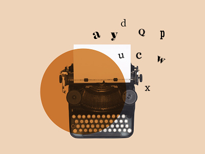 Old Typewriter collage design font journal