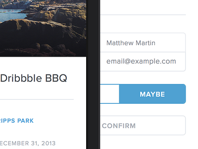 RSVP Modal app button design form mobile ui web