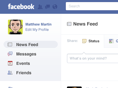 Minor Facebook Redesign blue clean facebook ui