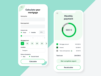 Mortgage calculator design figma flat iphone mortgage mortgage calculator ui ux vector