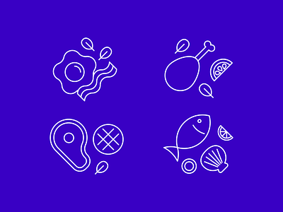 Food icons set - lineart design food graphic design icon icons icons design icons set illustrated food illustration illustrator keto line line art meat vector