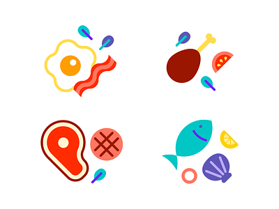 Food icons set - colored