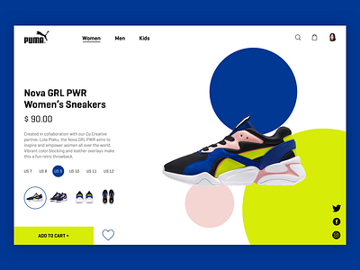 Puma E-commerce Page Uİ branding clean colorful design e commerce page grlpwr identity minimal product productpage puma sneakers ui ux ux ui design website