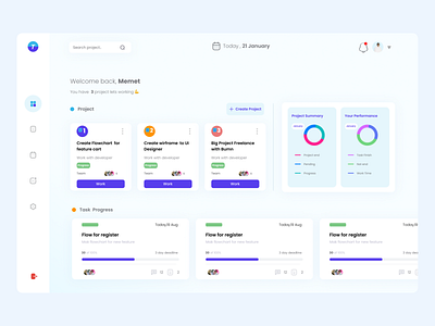 Task Management Dashboard clean dashboard design flat graphic design management project project manager task ui ux