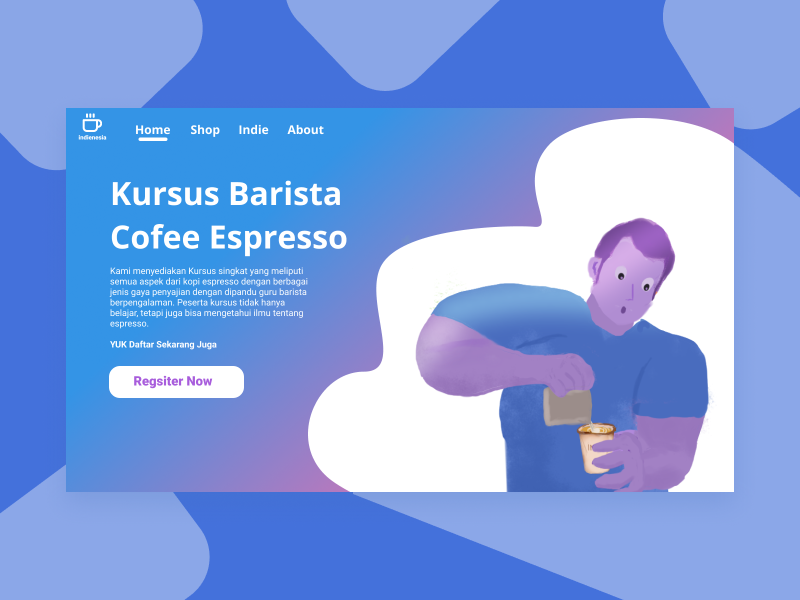Exploration Landing page #1 drawing flat illustration human espresso registration register cofee barista branding typography flat illustration ux ui design