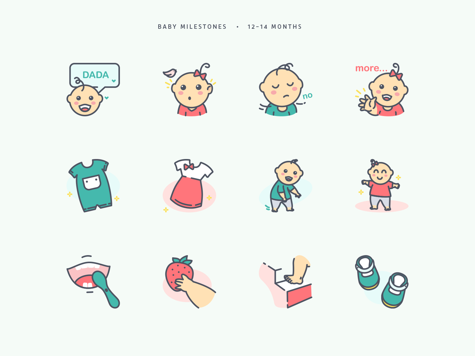 Baby Milestones - Icon Set for Little Spoon app baby children icon icon set iconography illustraion kid startup