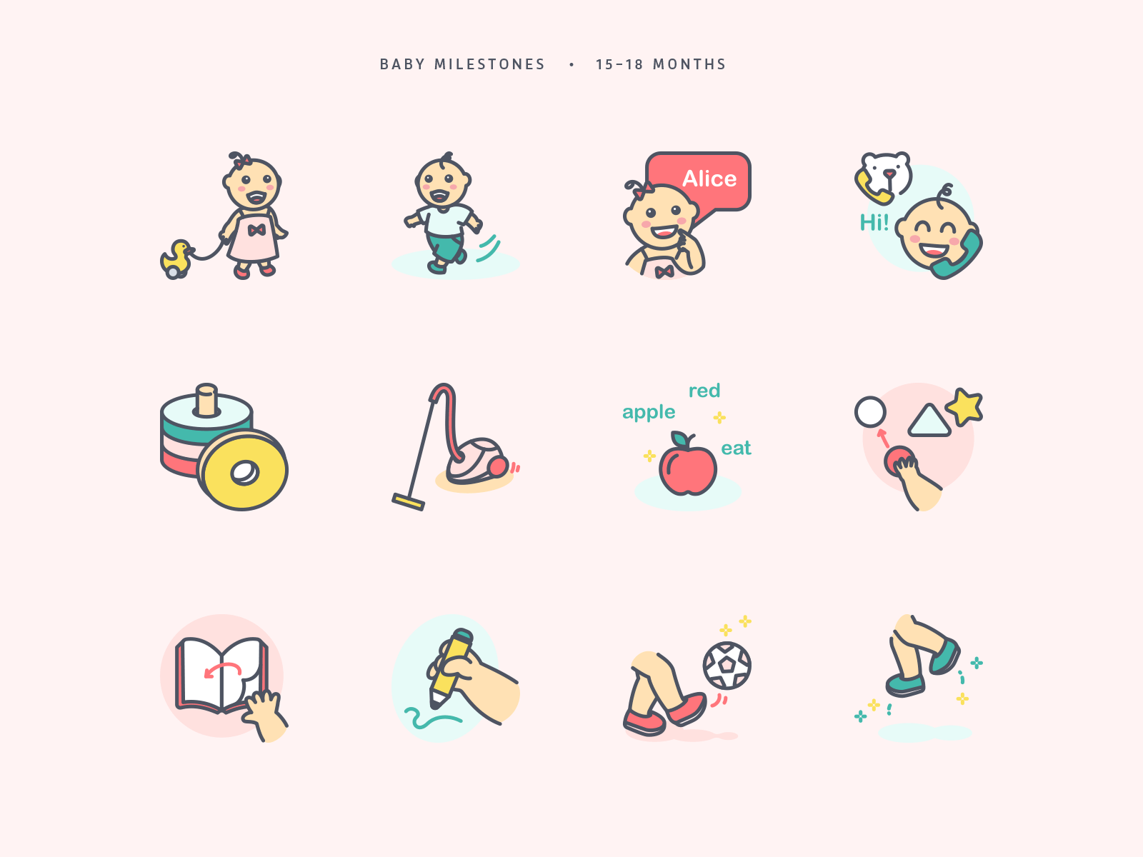 Customized Icon Set for Little Spoon app baby children icon icon set iconography illustraion kid startup