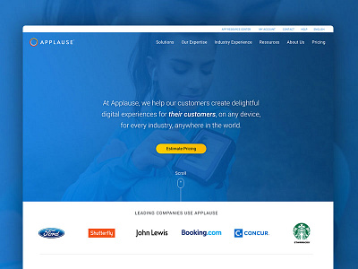 Applause Homepage Redesign homepage marketing uxui