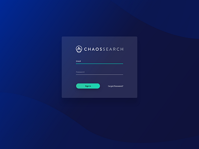 CHAOSSEARCH - Login Screen accent blue dark desktop login popup screen signin ui ux wave website