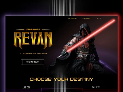 Revan Video Game Landing Page branding ecommerce interactive design landing page designs logo design revan star wars ui uiux user experience web design website design