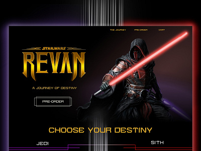 Revan Video Game Landing Page branding ecommerce interactive design landing page designs logo design revan star wars ui uiux user experience web design website design
